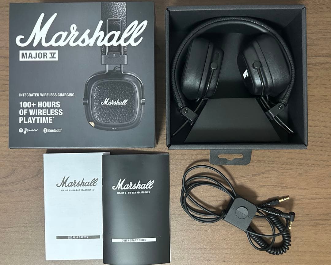 Marshall Major V ブラック ワイヤレスヘッドフォン
