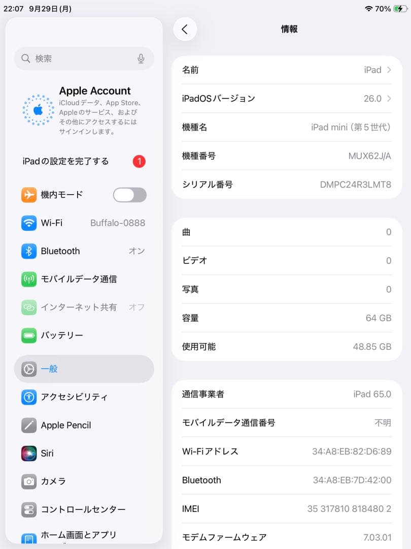 iPad本体 iPad mini 5 64GB Wi-Fi+Cellular