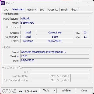 動作品　ASRock B560M-HDV マザーボード #003