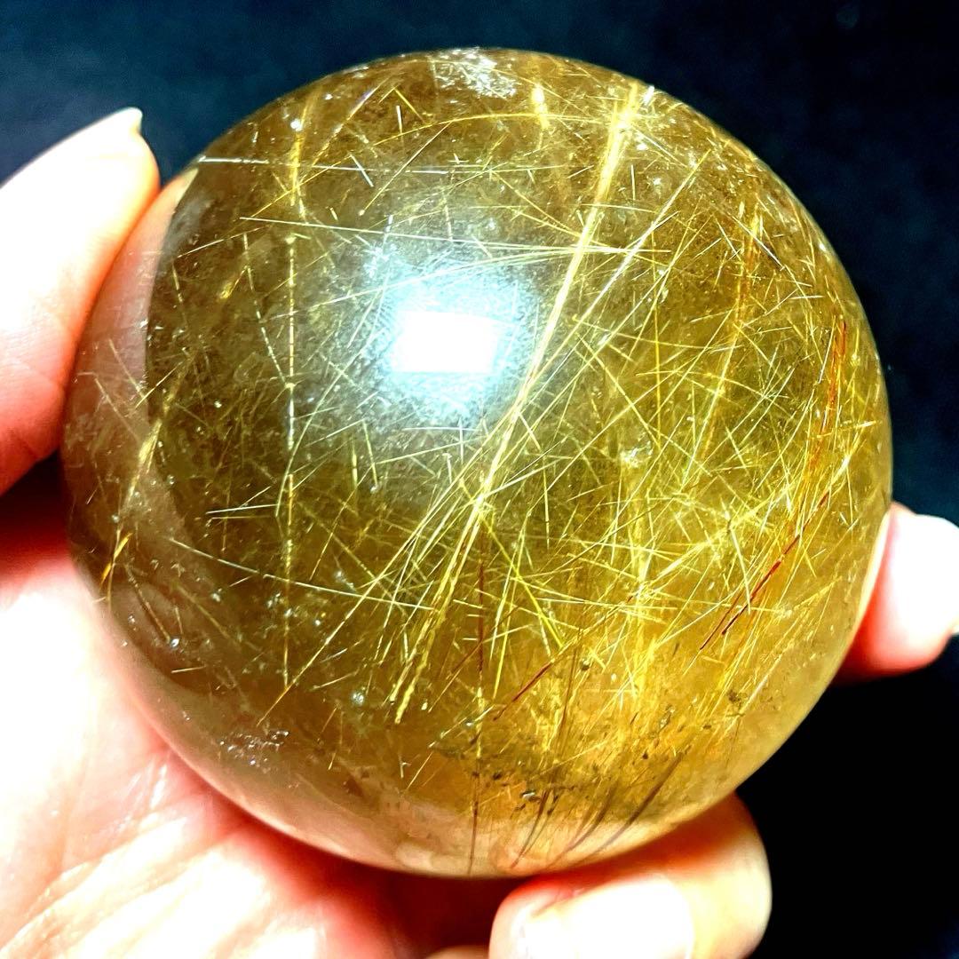 超大玉　60mm ゴールドルチルクォーツ　丸玉　スフィア　金針水晶